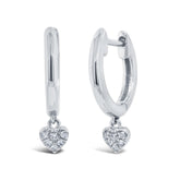 0.04ct 14k White Gold Diamond Pave Heart Huggie Earring